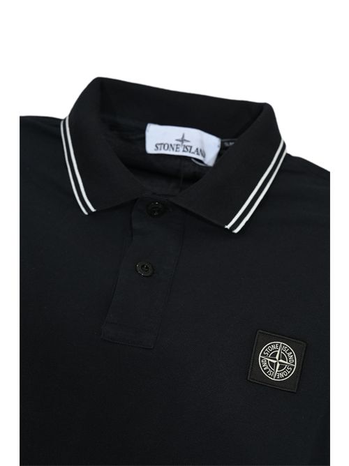 Polo maniche lunghe 2200012 in cotone pique Navy blue STONE ISLAND | 2200012S0018V0020